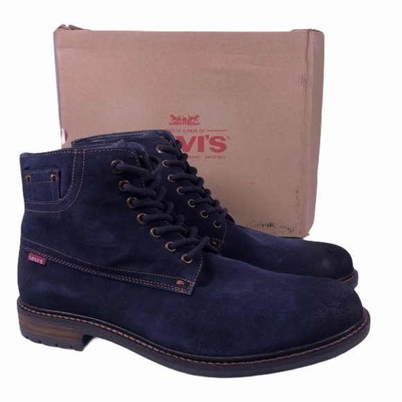 LEVI’S Sheffield Suede Navy Leather Work Boots - Picture 1 of 10